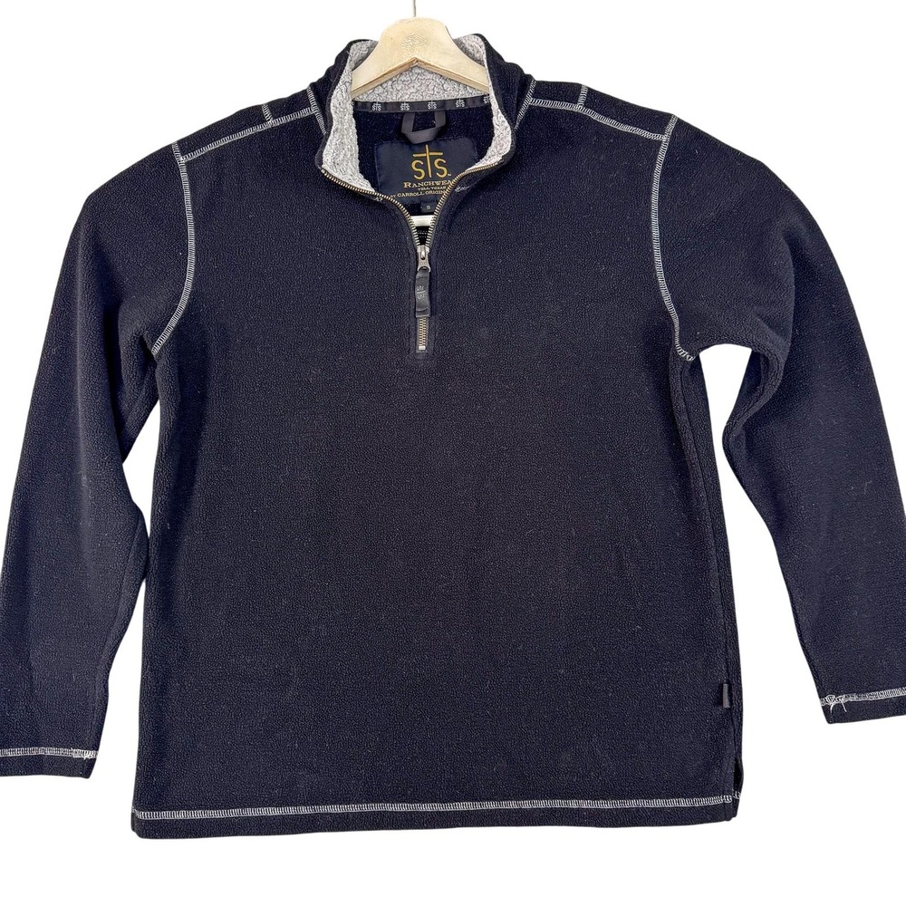 StS Ranchwear Sweatshirt Mens‎ Small Black Fleece 1/4 Zip Lined Pullover Cowboy